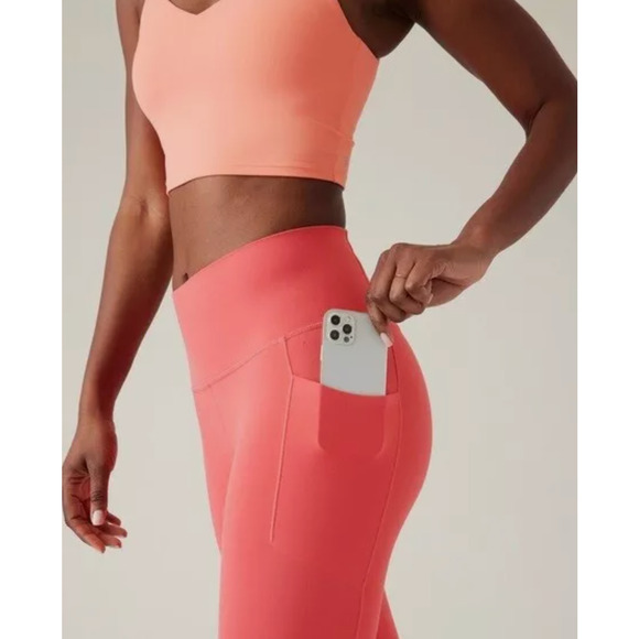 Athleta WORKOUT SET Salutation Stash Pocket II Capri & Exhale Bra 3X Coral NWT‎ - Picture 8 of 11